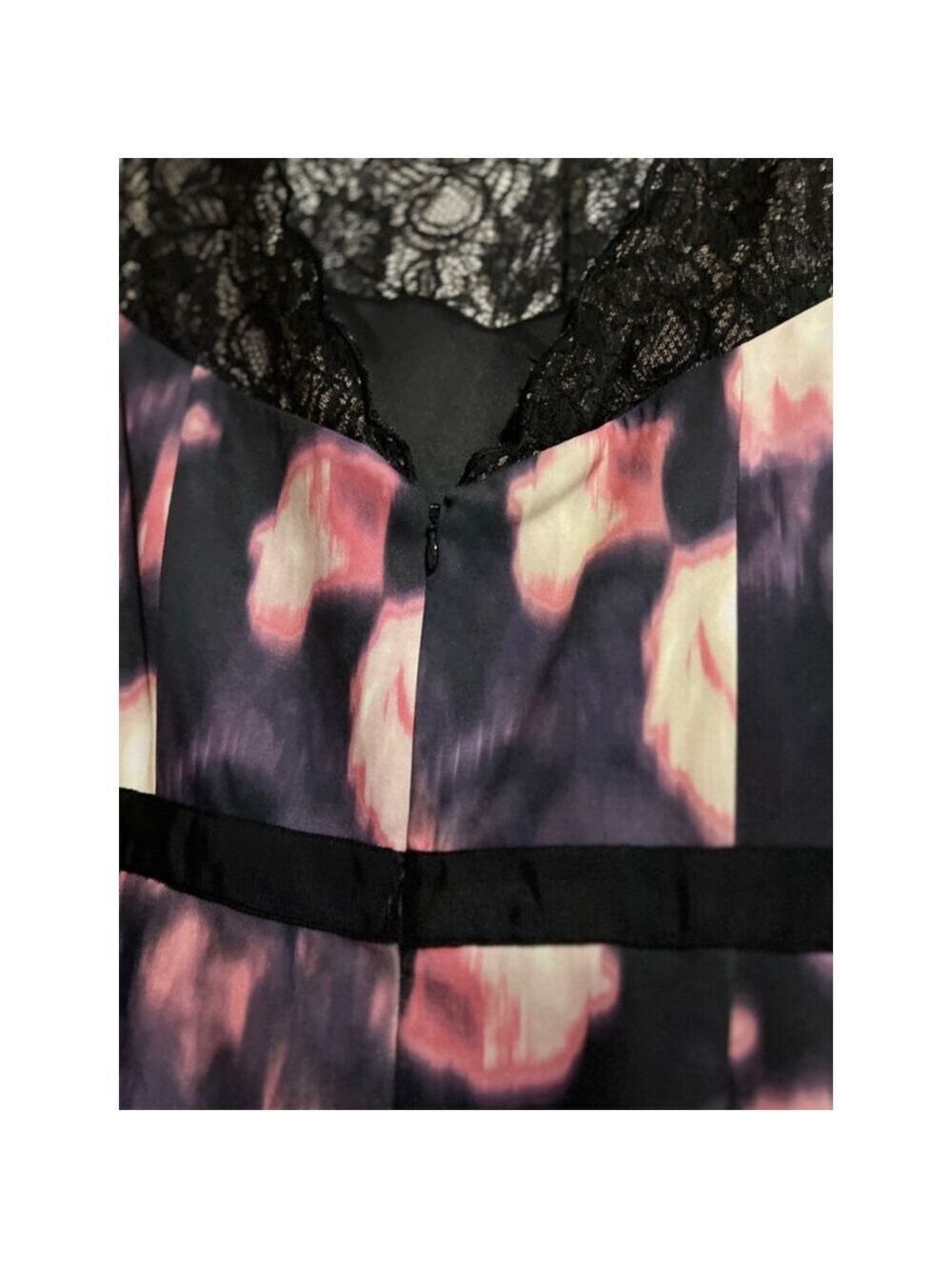 Women's Adrianna Papell Dress Size 16 Black Pink Floral Lace - Picture 8 of 8